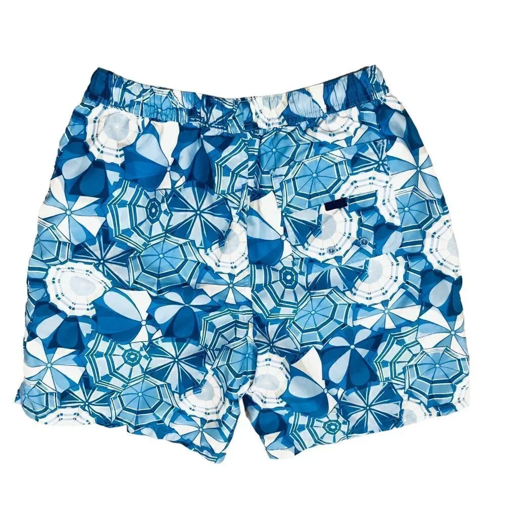 NWOT Vineyard Vines Blue Umbrellas Print Swim Board Trunk Shorts Mens Sz S